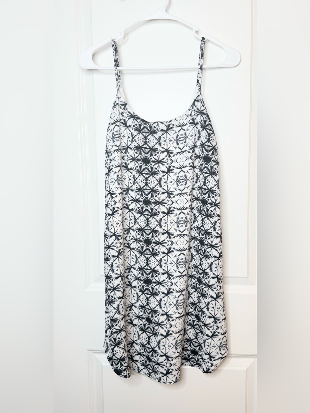 Everly Dress S Black White Abstract Print Fit Flare Mini Made USA Lined